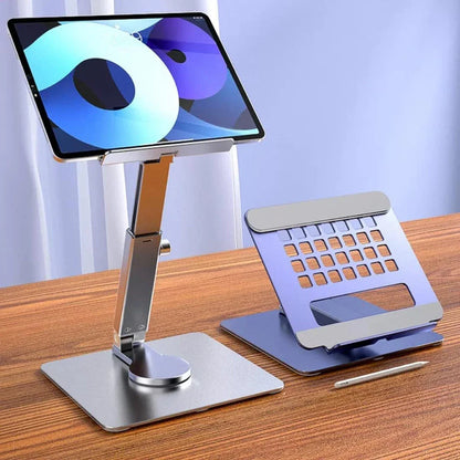 360-degree rotating aluminum tablet stand with adjustable and foldable design for 4-14 inch devices