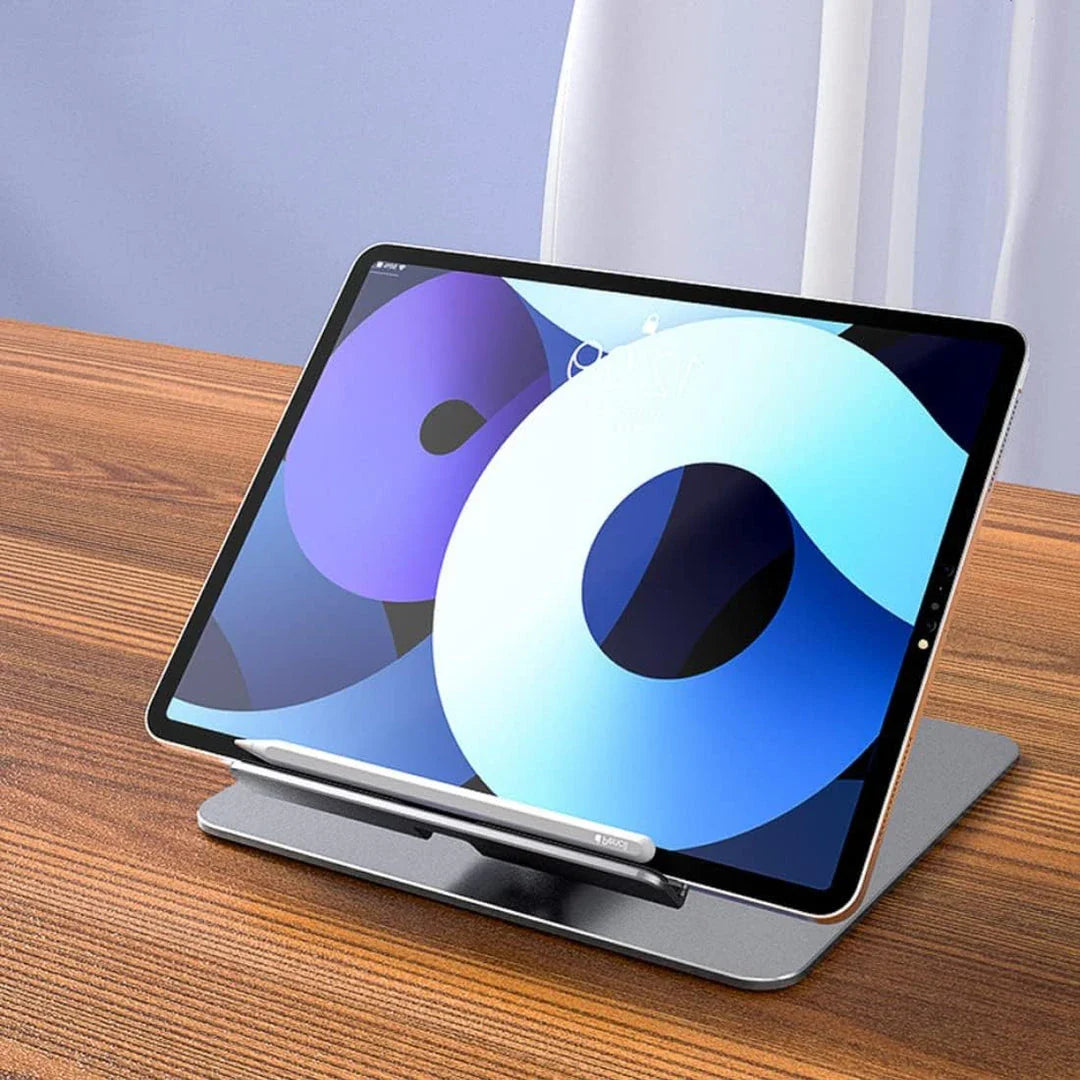 360-degree rotating aluminum tablet stand with adjustable and foldable design for 4-14 inch devices