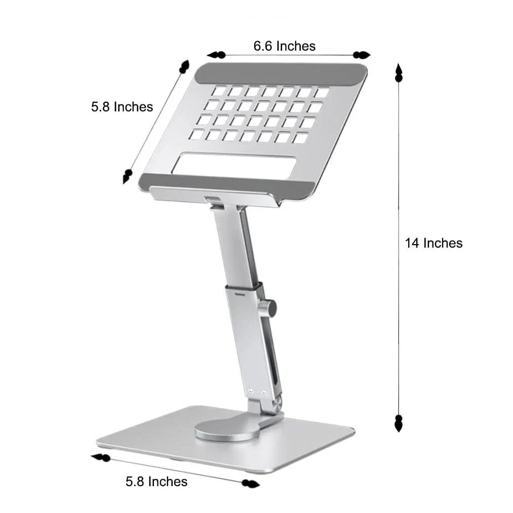 360-degree rotating aluminum tablet stand with adjustable and foldable design for 4-14 inch devices