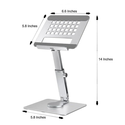 360-degree rotating aluminum tablet stand with adjustable and foldable design for 4-14 inch devices