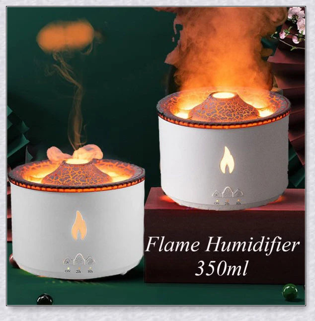 New Creative Ultrasonic Essential Oil Humidifier with simulated flame lighting and jellyfish smoke ring effects for soothing aromatherapy
