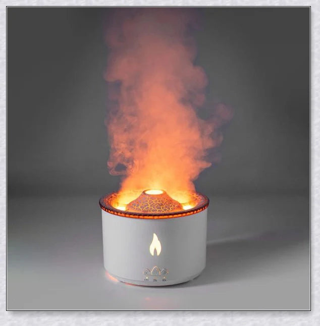 New Creative Ultrasonic Essential Oil Humidifier with simulated flame lighting and jellyfish smoke ring effects for soothing aromatherapy