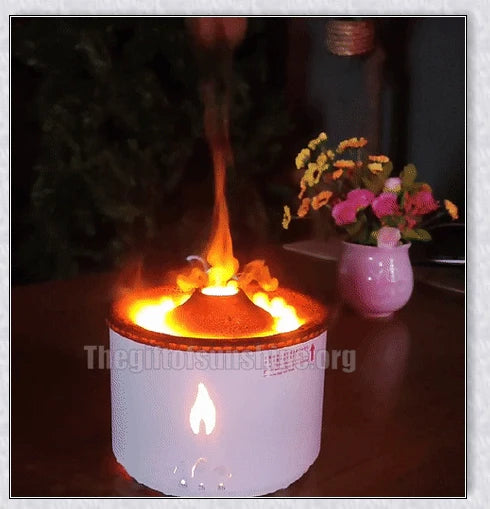 New Creative Ultrasonic Essential Oil Humidifier with simulated flame lighting and jellyfish smoke ring effects for soothing aromatherapy