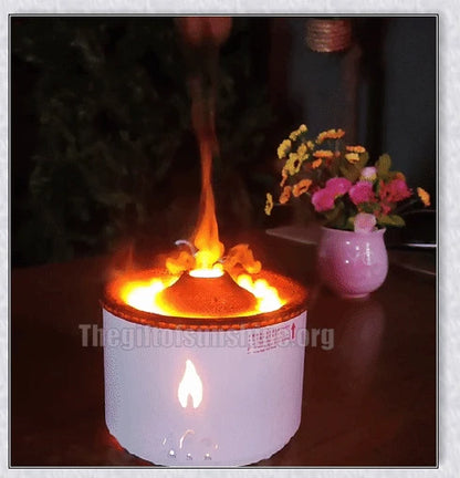 New Creative Ultrasonic Essential Oil Humidifier with simulated flame lighting and jellyfish smoke ring effects for soothing aromatherapy