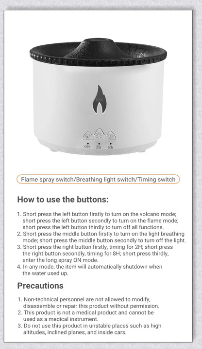 New Creative Ultrasonic Essential Oil Humidifier with simulated flame lighting and jellyfish smoke ring effects for soothing aromatherapy