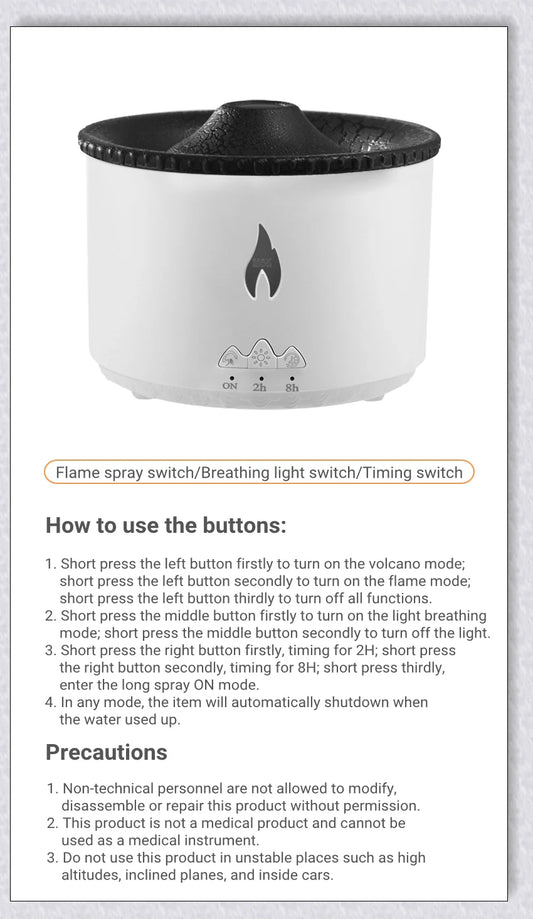 New Creative Ultrasonic Essential Oil Humidifier with simulated flame lighting and jellyfish smoke ring effects for soothing aromatherapy