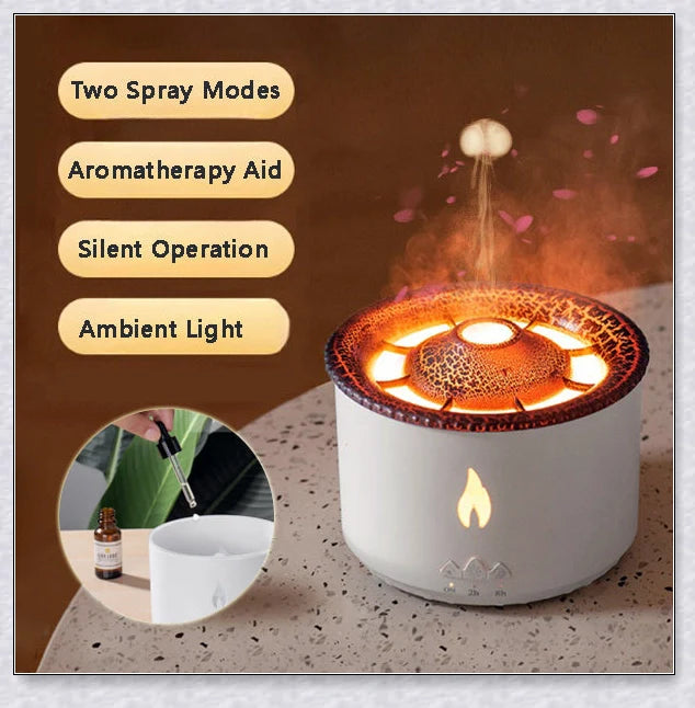 Hhomeenjoy New Creative Ultrasonic Essential Oil Humidifier Volcano Aromatherapy Machine Spray Jellyfish Air