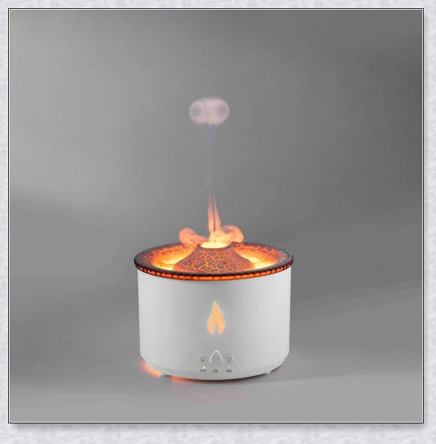 New Creative Ultrasonic Essential Oil Humidifier with simulated flame lighting and jellyfish smoke ring effects for soothing aromatherapy