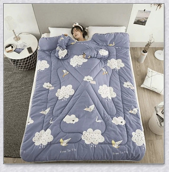 Wearable winter blanket with sleeves for cozy comfort and productivity