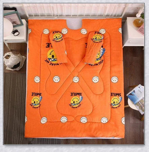 Wearable winter blanket with sleeves for cozy comfort and productivity