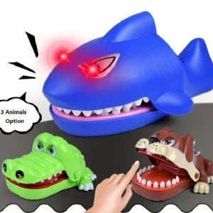 Colorful interactive animal-themed toy with a switch that opens and closes the animal's mouth, promoting hand-eye coordination and parent-child bonding