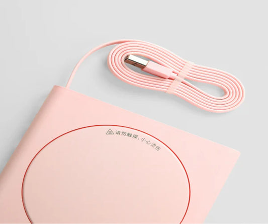 Adjustable Thermostat Coaster with touch-sensitive panel and three heat settings for customized temperature control