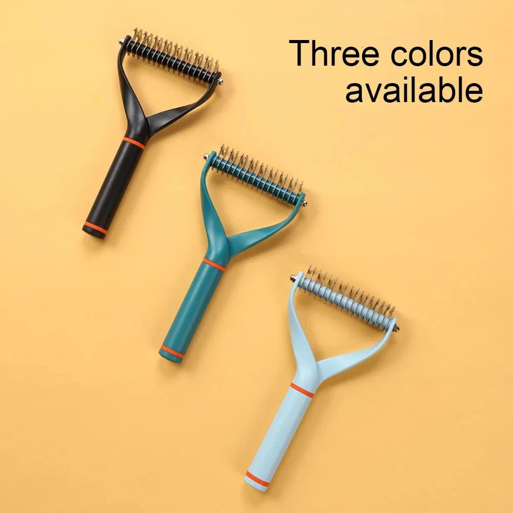 Trendha Double-Sided Pet Deshedding Brush for Cats and Dogs - Effectively removes excess hair and tangles