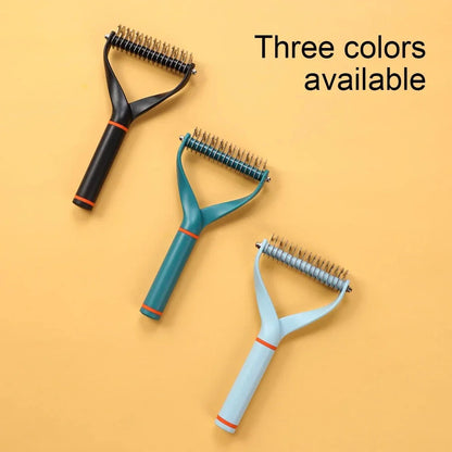 Trendha Double-Sided Pet Deshedding Brush for Cats and Dogs - Effectively removes excess hair and tangles
