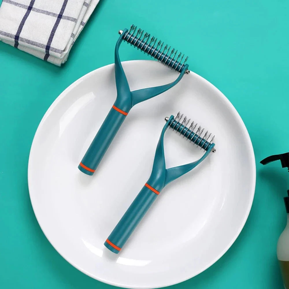 Trendha Double-Sided Pet Deshedding Brush for Cats and Dogs - Effectively removes excess hair and tangles