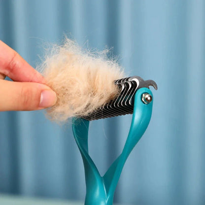 Trendha Double-Sided Pet Deshedding Brush for Cats and Dogs - Effectively removes excess hair and tangles
