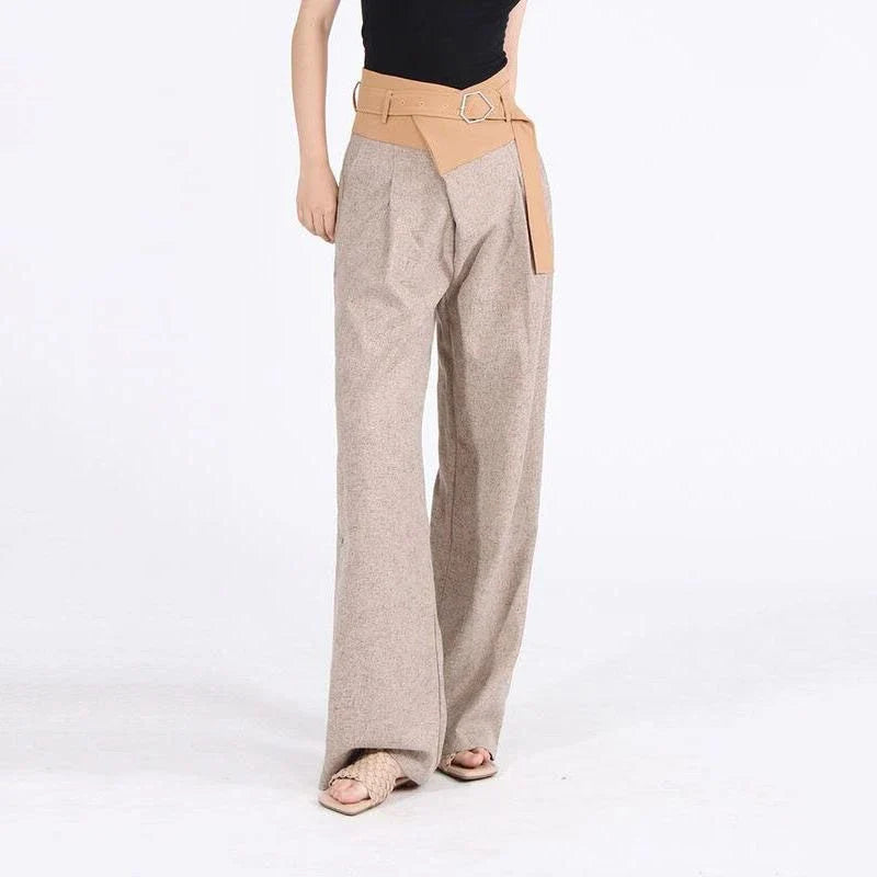 Hhomeenjoy High Waist Colorblock Spliced Wide Leg Pants for Women