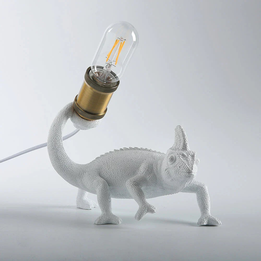 Resin Lizard Table Lamp with Chameleon-Inspired Design, Durable Construction, and Versatile Lighting for Modern Home Decor