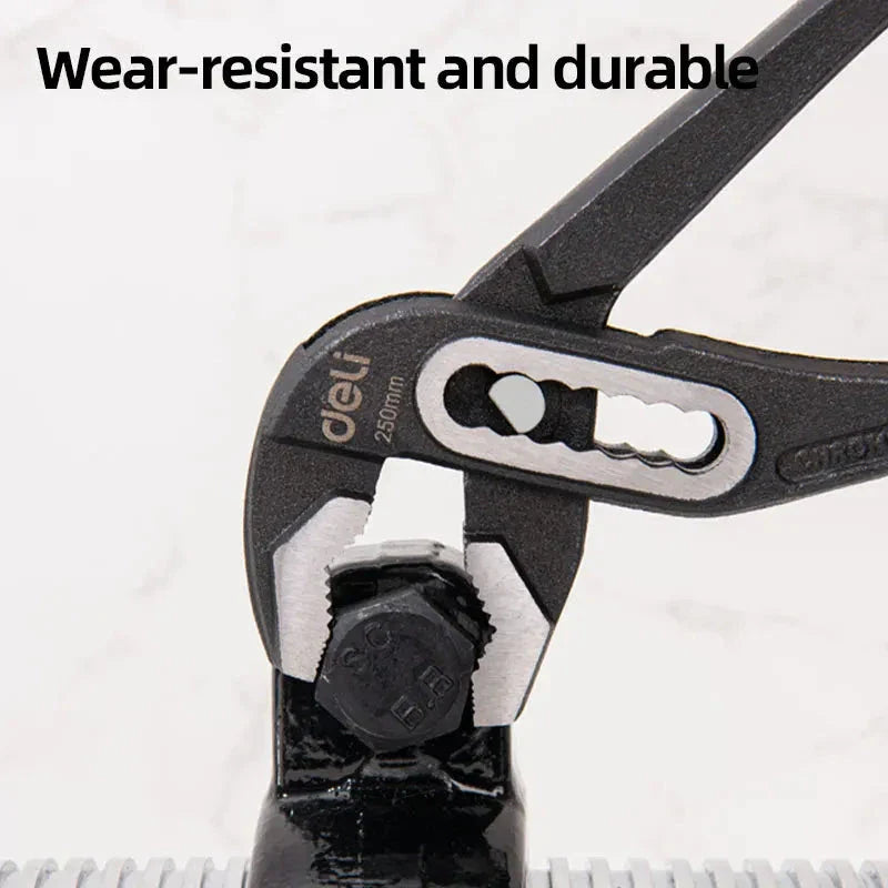 Durable 10-inch adjustable water pump pliers made of chromium-vanadium steel for versatile plumbing and repair tasks