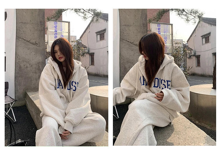 Premium hooded cardigan sweater for women in white grey and black colors, featuring a plush and thickened polyester fabric design