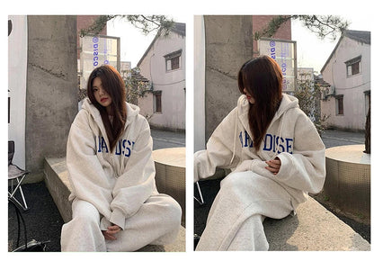 Premium hooded cardigan sweater for women in white grey and black colors, featuring a plush and thickened polyester fabric design