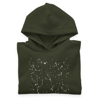Kids' sponge fleece hoodie with constellation print design, comfortable and stylish for everyday wear