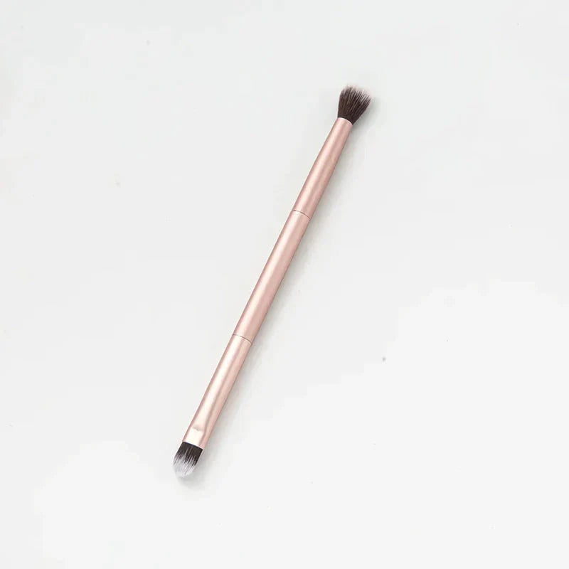 Dual-Ended Eyeshadow and Nose Contour Brush with Premium Wool Fiber Bristles and Durable Metal Handle