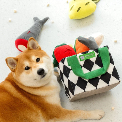 Interactive plush dog snuffle toy set with vibrant colors, chew and squeak features, and a puzzle feeder to engage your pup's senses and promote mental stimulation.