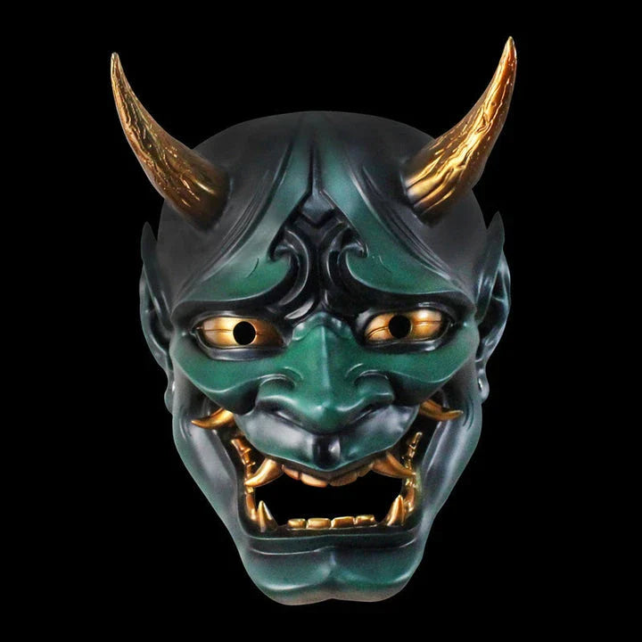 Handcrafted resin devil mask in vibrant colors for Halloween, prom, and special events