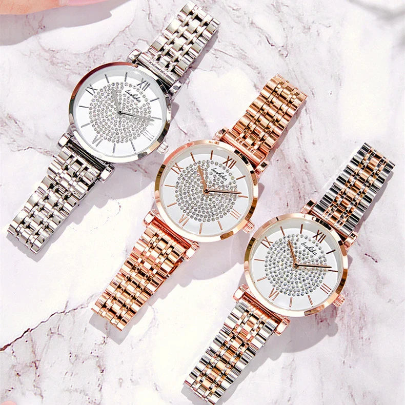 Hhomeenjoy Elegant Quartz Steel Watch with Dazzling Stainless Steel Strap