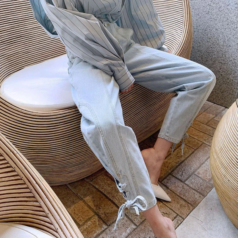 Hhomeenjoy US Stylish High-Waisted Wide-Leg Jeans for Effortless Comfort