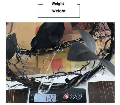 Glowing Dead Wood Black Crow Halloween Garland Decoration with Eerie Lighting Effect