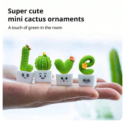 Charming miniature resin cactus figurines in various styles, perfect for decorating your home, office, or car