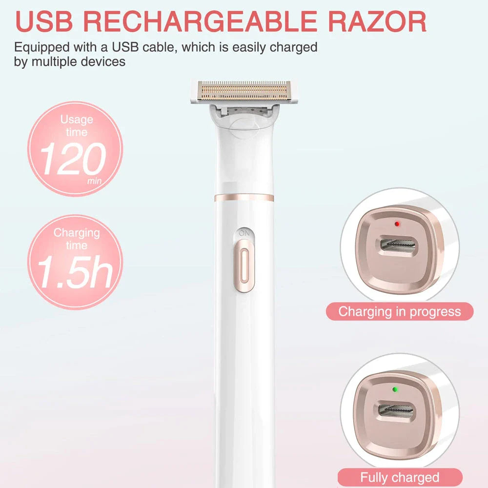 5-in-1 Electric Shaver and Hair Removal Kit for Women with Detachable Heads, USB Rechargeable, and Compact Design