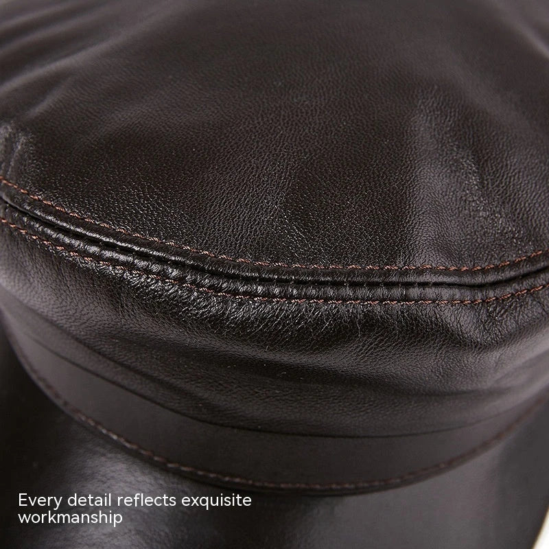 Premium Autumn and Winter Sheepskin Flat-top Hat in black and brown colors
