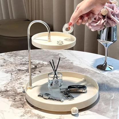 Elegant 2-Tier Makeup Organizer with Clear Design and Double-Tiered Storage