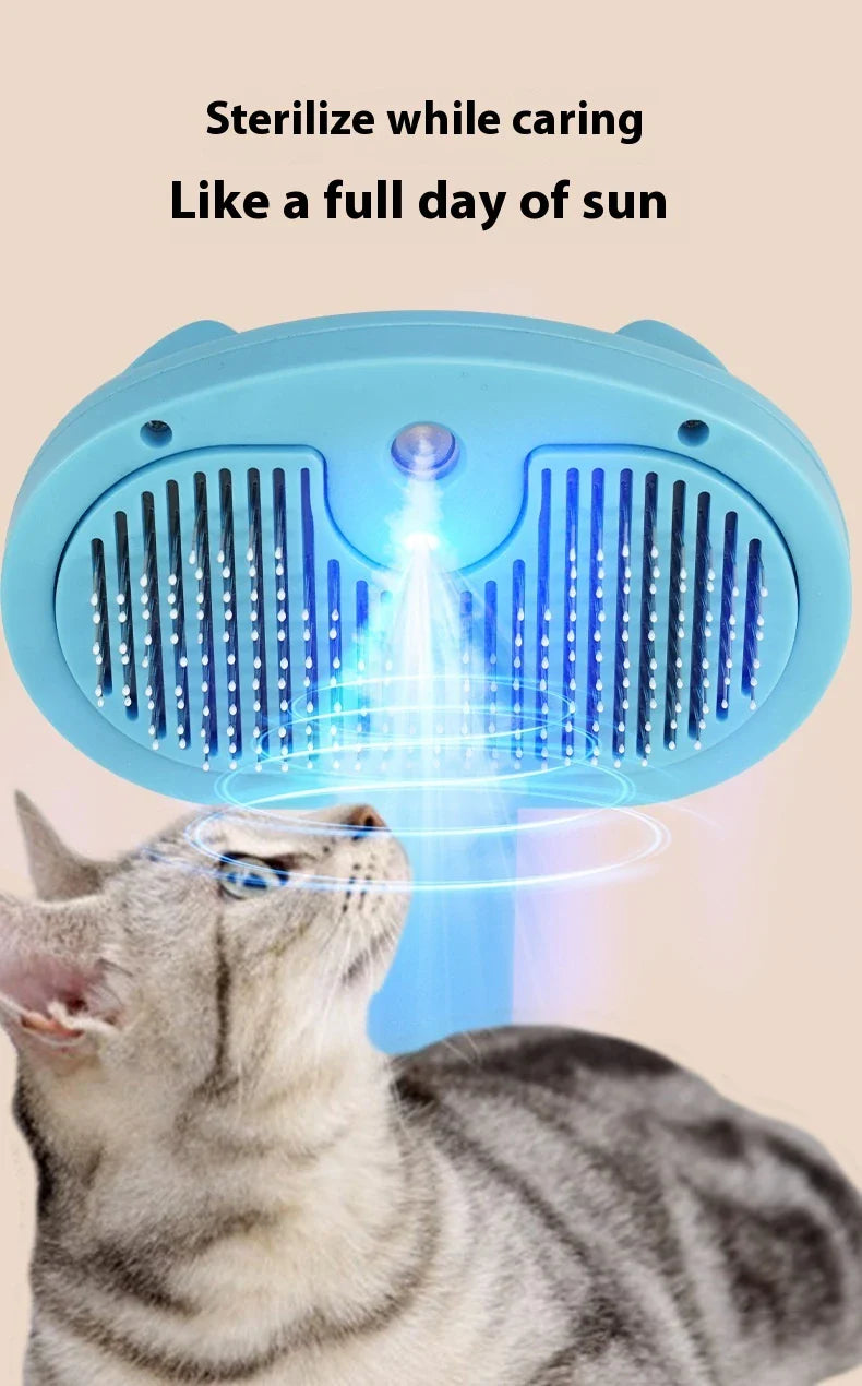 Rechargeable Pet Hair Removal Comb with Spray Cleaner - Effortlessly remove stubborn pet hair and keep your furry friend's coat fresh and healthy.