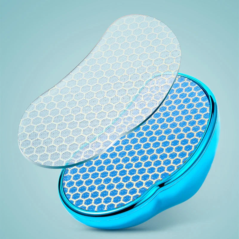 Premium Nano Glass Pedicure Foot File in gold, sky blue, and pink colors for smooth, soft feet