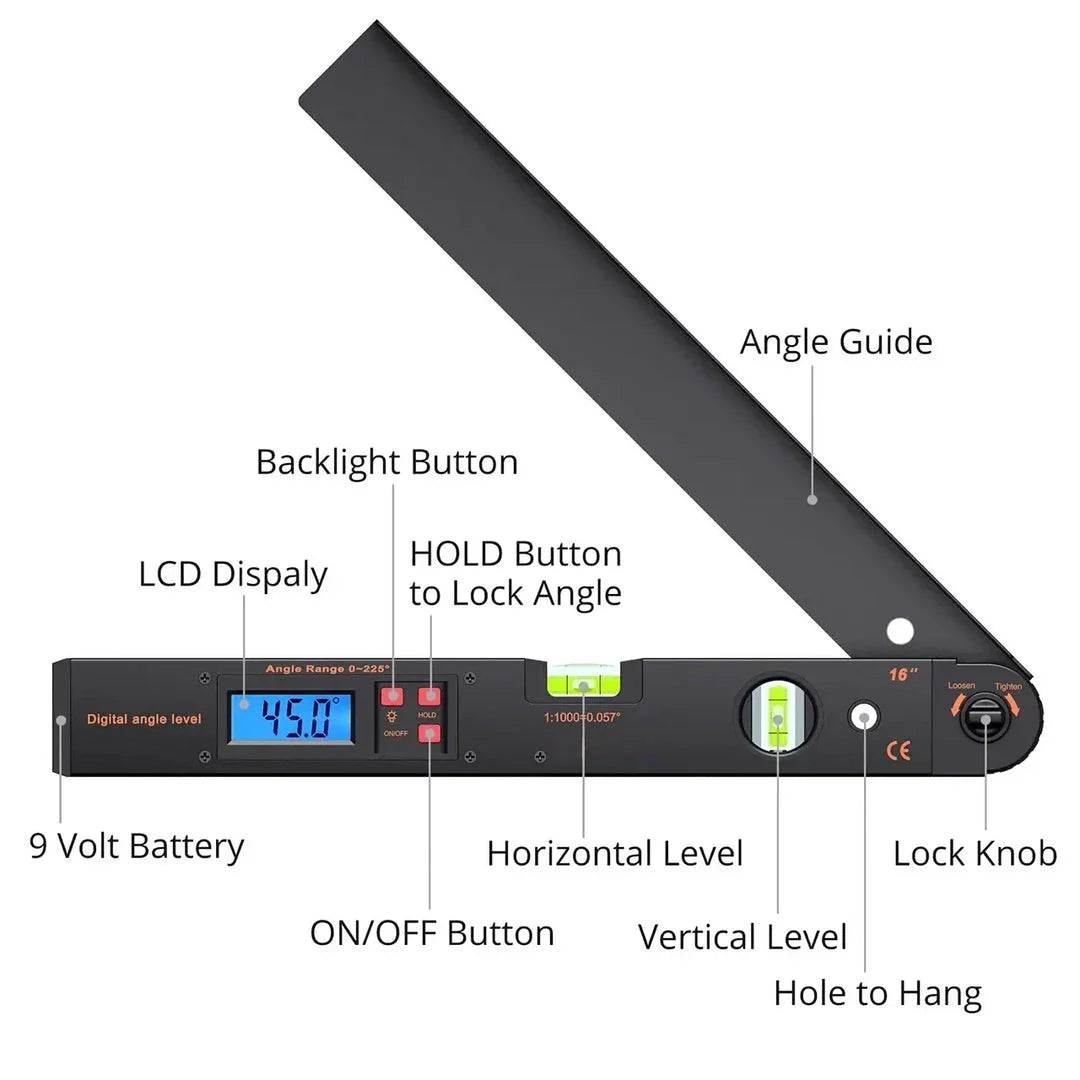 LCD Digital Protractor Spirit Level with Angle Finder and Gauge Meter