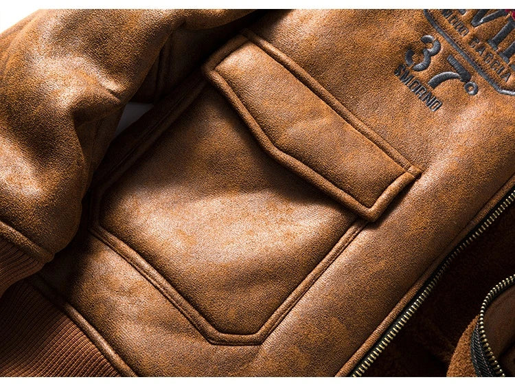 Hhomeenjoy Cozy Lambswool Fleece-Lined Suede Jacket for Winter