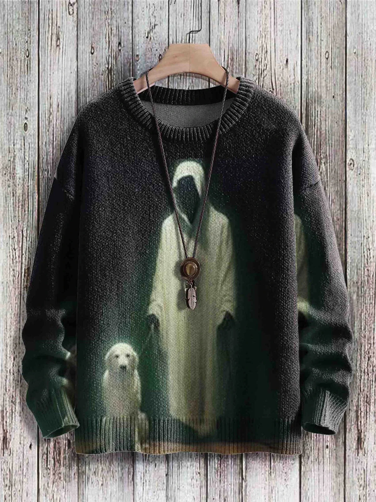 Ghostly Halloween sweater with playful ghost design, available in a variety of colors and sizes