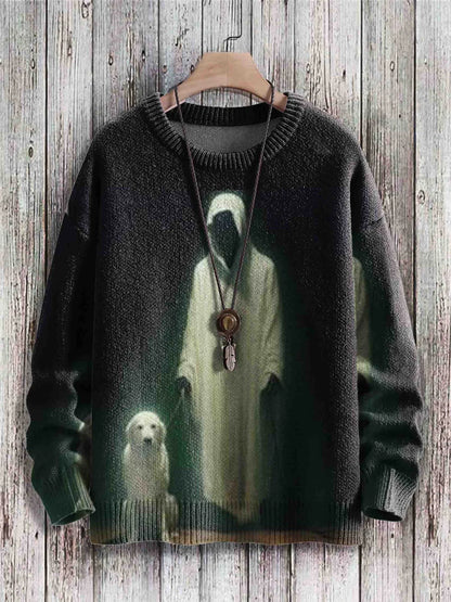 Ghostly Halloween sweater with playful ghost design, available in a variety of colors and sizes