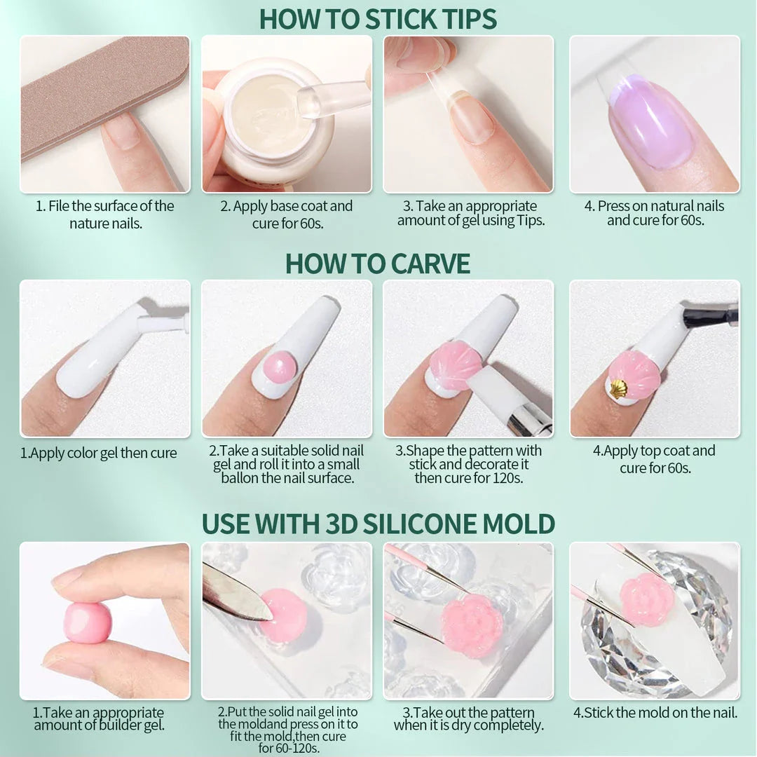 Nailpop Solid Nail Patch Gel - Transparent, long-lasting adhesive for professional-looking nail tips at home