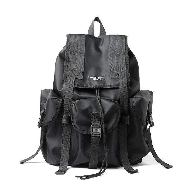 Men's versatile large capacity travel backpack in black color, featuring a spacious 20L design, water-resistant Oxford fabric, and breathable mesh back panel for comfort.