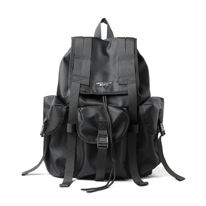 Men's versatile large capacity travel backpack in black color, featuring a spacious 20L design, water-resistant Oxford fabric, and breathable mesh back panel for comfort.