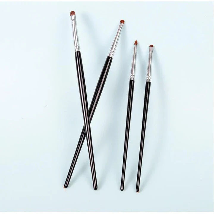 Premium 4-piece eyeliner, smudge, and eyeshadow brush set with natural horse hair bristles for flawless eye makeup