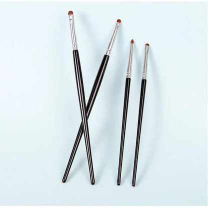 Premium 4-piece eyeliner, smudge, and eyeshadow brush set with natural horse hair bristles for flawless eye makeup