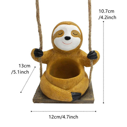 Charming Swing Sloth Planter - Decorative Resin Flower Pot for Home and Garden Decor
