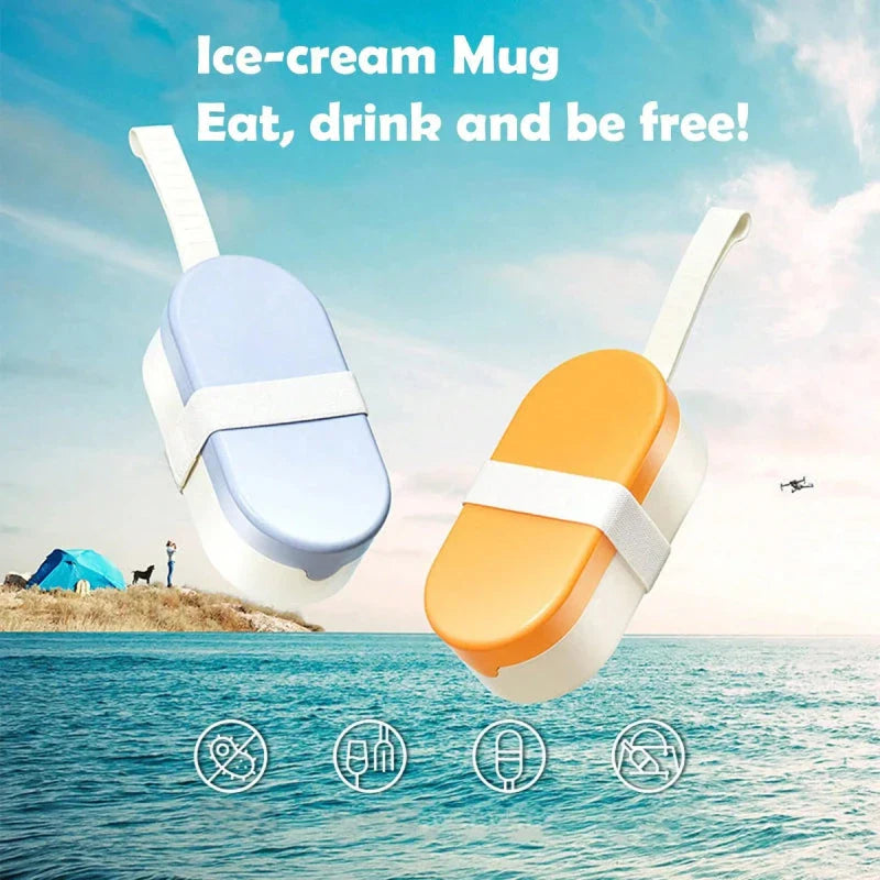 Adorable ice cream-shaped pet food and water storage cup made of durable plastic for small to medium-sized pets