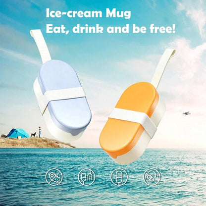 Adorable ice cream-shaped pet food and water storage cup made of durable plastic for small to medium-sized pets